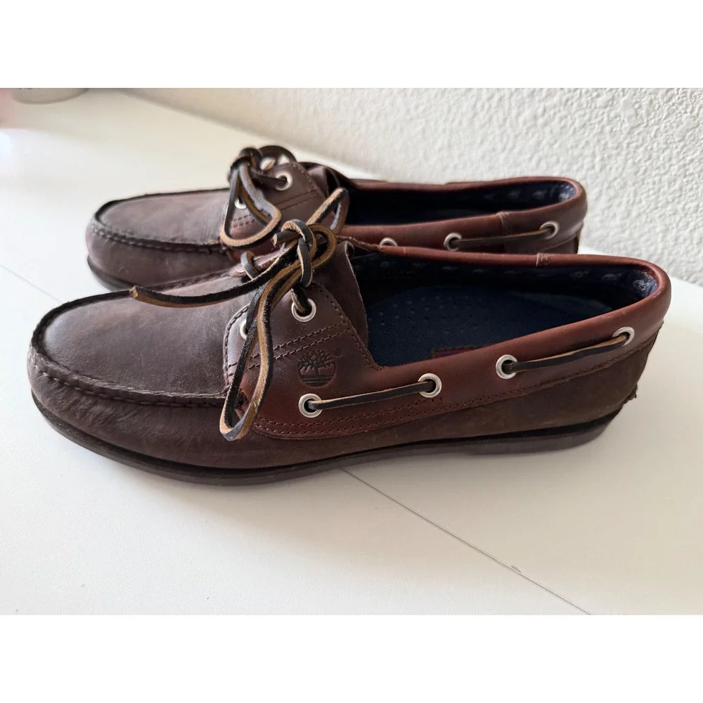 Timberland Mens Brown Leather Boat Shoes Loafers Size 10M